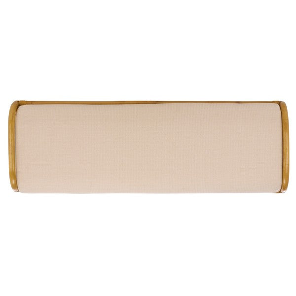 Flanders Rattan Pole Bench in Natural with White Cushion