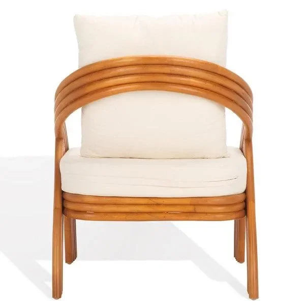 Demarco Rattan Accent Chair in Natural and White with Curved Back - The Mayfair Hall