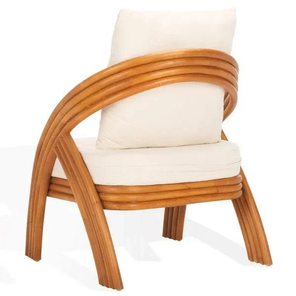 Demarco Rattan Accent Chair in Natural and White with Curved Back - The Mayfair Hall