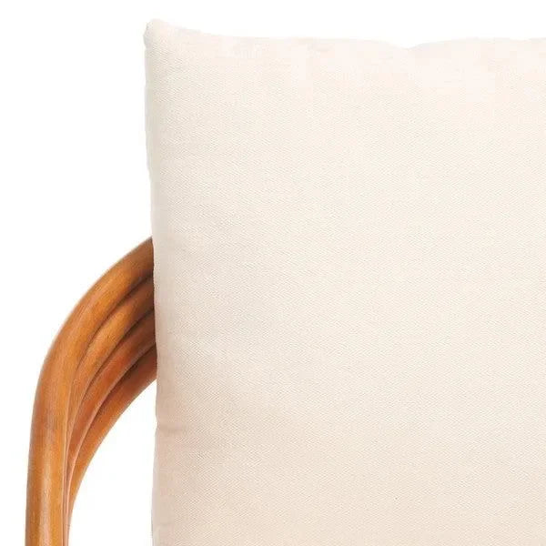 Demarco Rattan Accent Chair in Natural and White with Curved Back - The Mayfair Hall