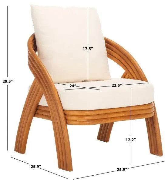 Demarco Rattan Accent Chair in Natural and White with Curved Back - The Mayfair Hall