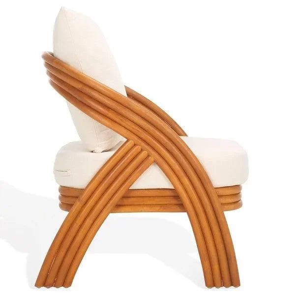 Demarco Rattan Accent Chair in Natural and White with Curved Back - The Mayfair Hall