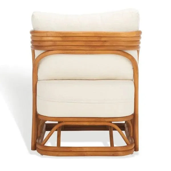 Harlowe Rattan Accent Chair in Natural and White with Sculpted Lines - The Mayfair Hall
