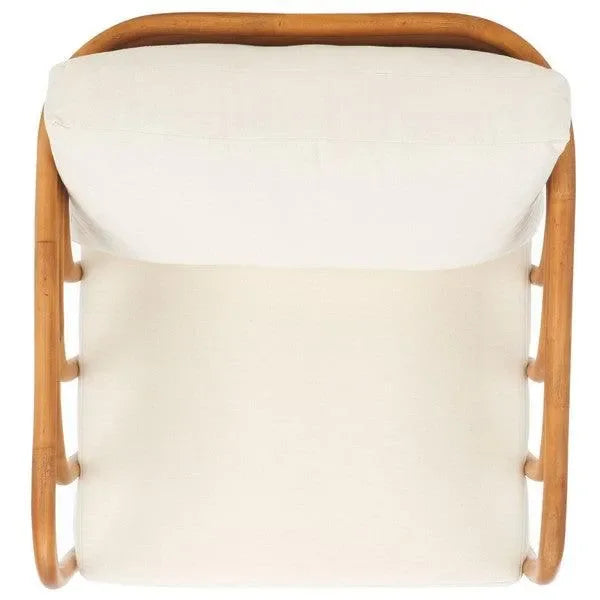 Harlowe Rattan Accent Chair in Natural and White with Sculpted Lines - The Mayfair Hall
