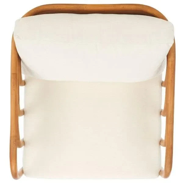Harlowe Rattan Accent Chair in Natural and White with Sculpted Lines - The Mayfair Hall