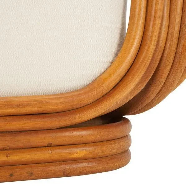Safavieh Giorno Rattan Accent Chair in Natural/White with Curved Sculpted Lines