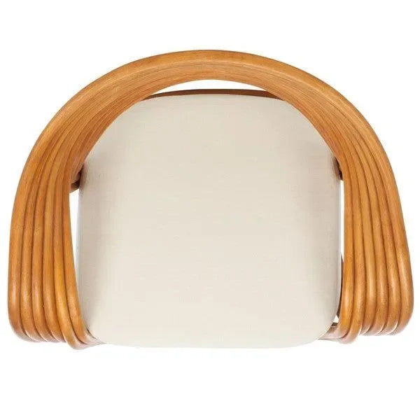 Safavieh Giorno Rattan Accent Chair in Natural/White with Curved Sculpted Lines