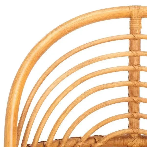 Ivybelle Rattan Accent Chair in Natural and White with Curved back and Armrest - The Mayfair Hall