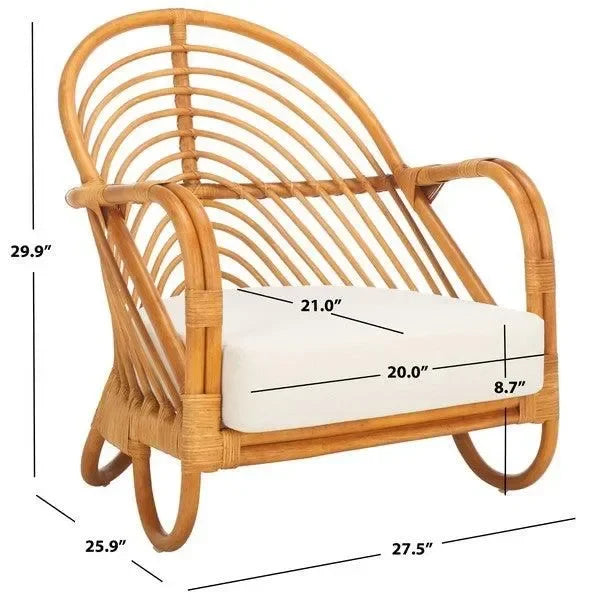 Ivybelle Rattan Accent Chair in Natural and White with Curved back and Armrest - The Mayfair Hall