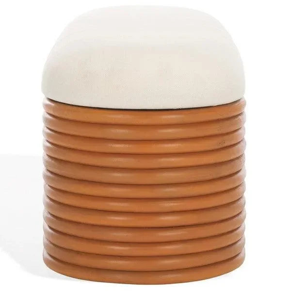Bayard Rattan Bench in Natural/White with Storage