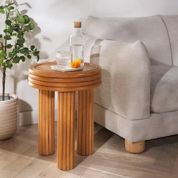 Bayard Rattan Accent Table in Natural - The Mayfair Hall
