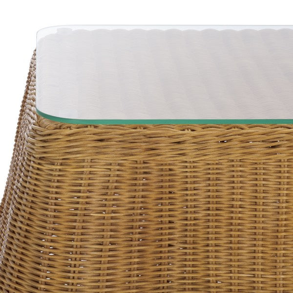 Hylda Square Rattan Accent Table in Natural