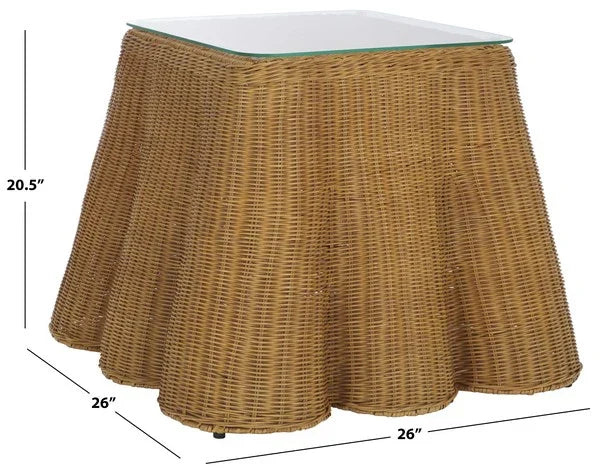 Hylda Square Rattan Accent Table in Natural