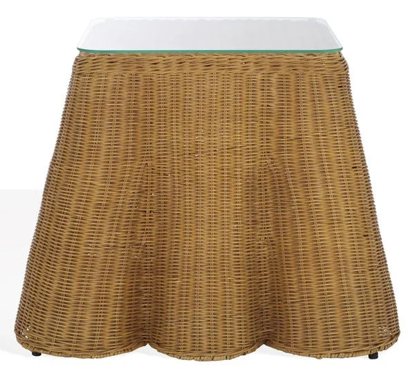 Hylda Square Rattan Accent Table in Natural