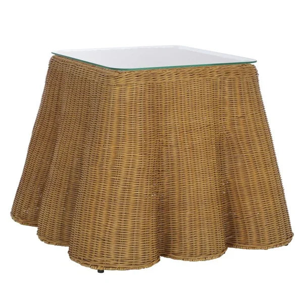 Hylda Square Rattan Accent Table in Natural