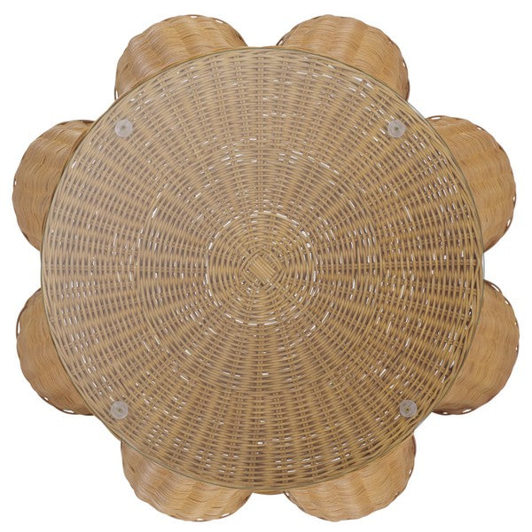 Hylda Round Rattan Accent Table in Natural