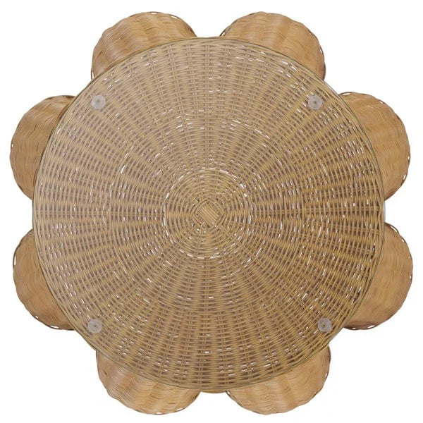 Hylda Round Rattan Accent Table in Natural