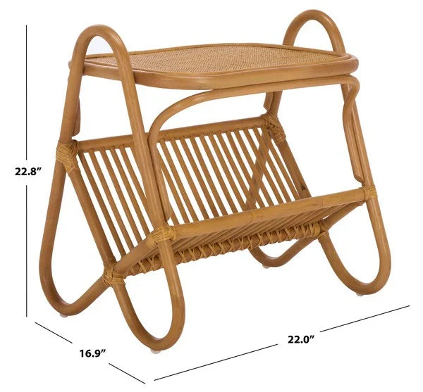 Bayard Rattan Pole Magazine Holder and Accent Table in Natural