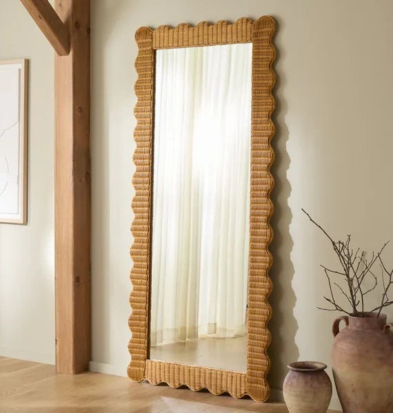 Glendetta 70" Rattan Rectangle Mirror in Natural