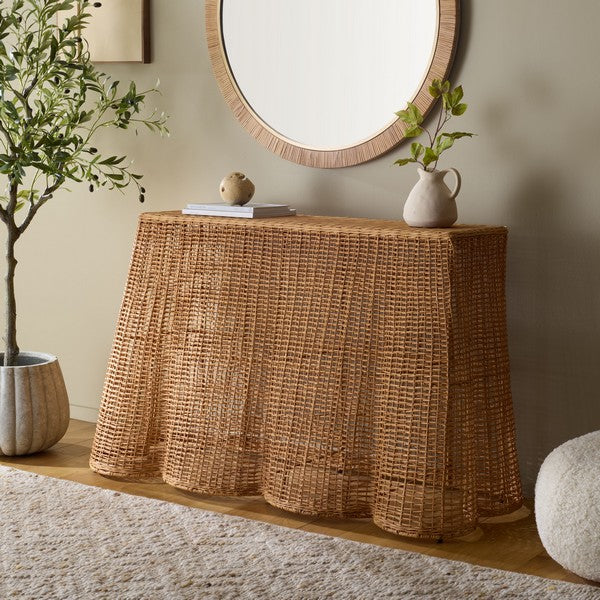 Jilliette Rattan Console Table in Natural