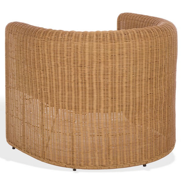 O'reilly Rattan Accent Chair in Natural with Beige Cushion