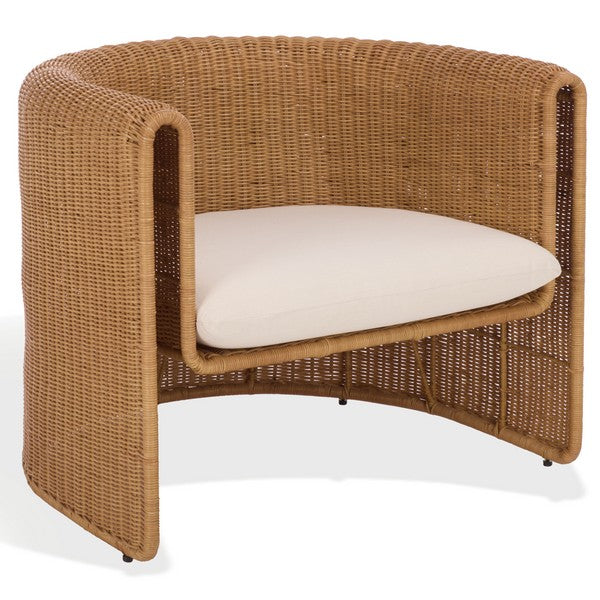 O'reilly Rattan Accent Chair in Natural with Beige Cushion