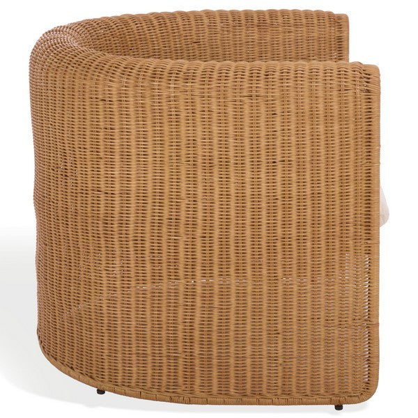 O'reilly Rattan Accent Chair in Natural with Beige Cushion