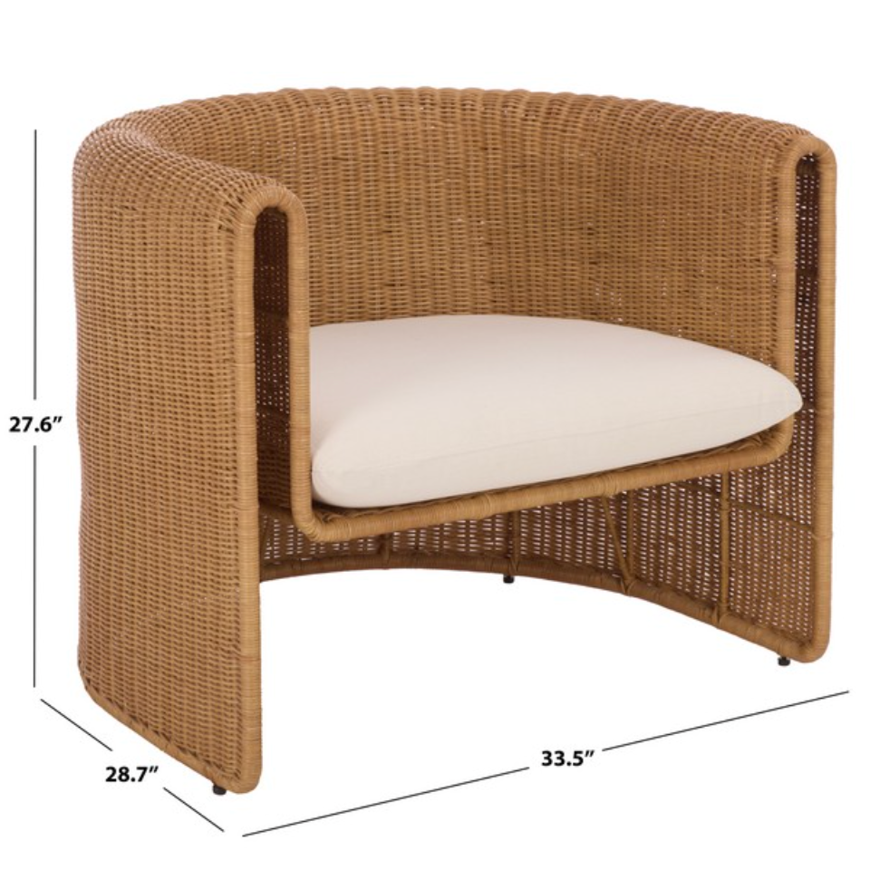 O'reilly Rattan Accent Chair in Natural with Beige Cushion
