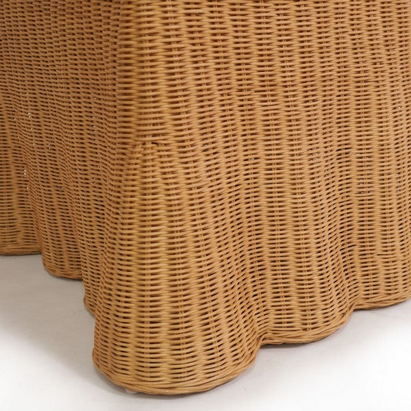 Hylda Rattan Dining Chair in Natural with White Cushion