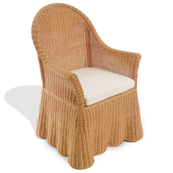 Hylda Rattan Dining Chair in Natural with White Cushion