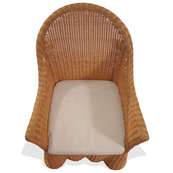 Hylda Rattan Dining Chair in Natural with White Cushion