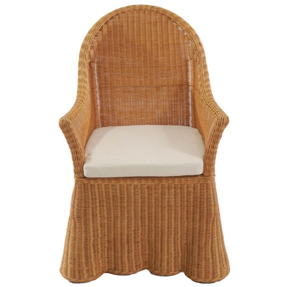 Hylda Rattan Dining Chair in Natural with White Cushion