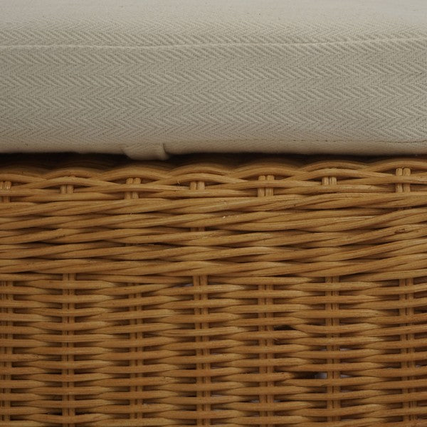 Hylda Rattan Bench in Natural with White Cushion