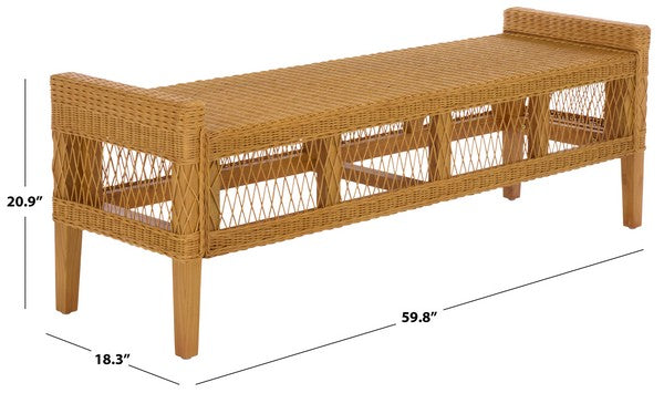 Jimmy Rattan Bench in Natural