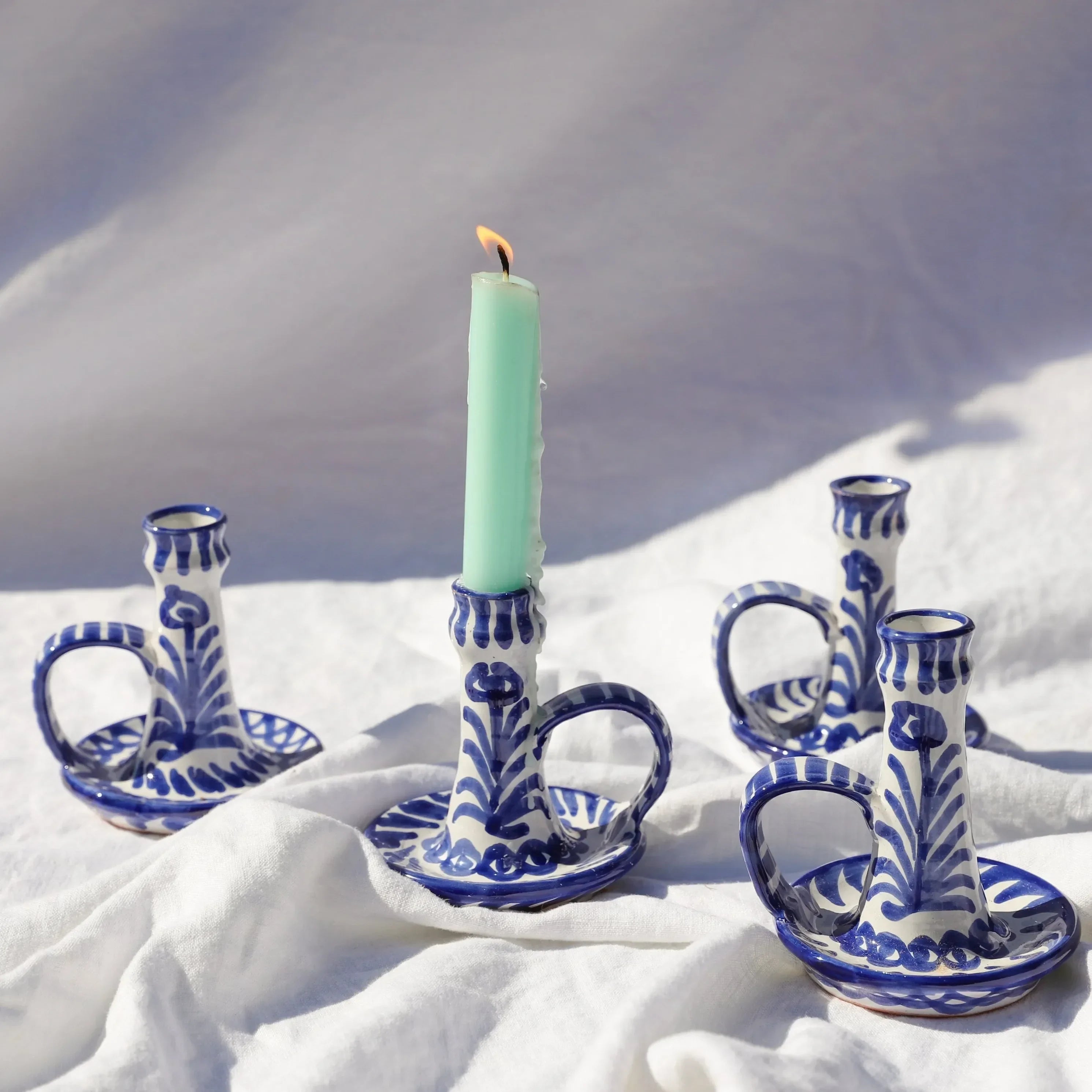 Candlestick with hand painted designs - The Mayfair Hall