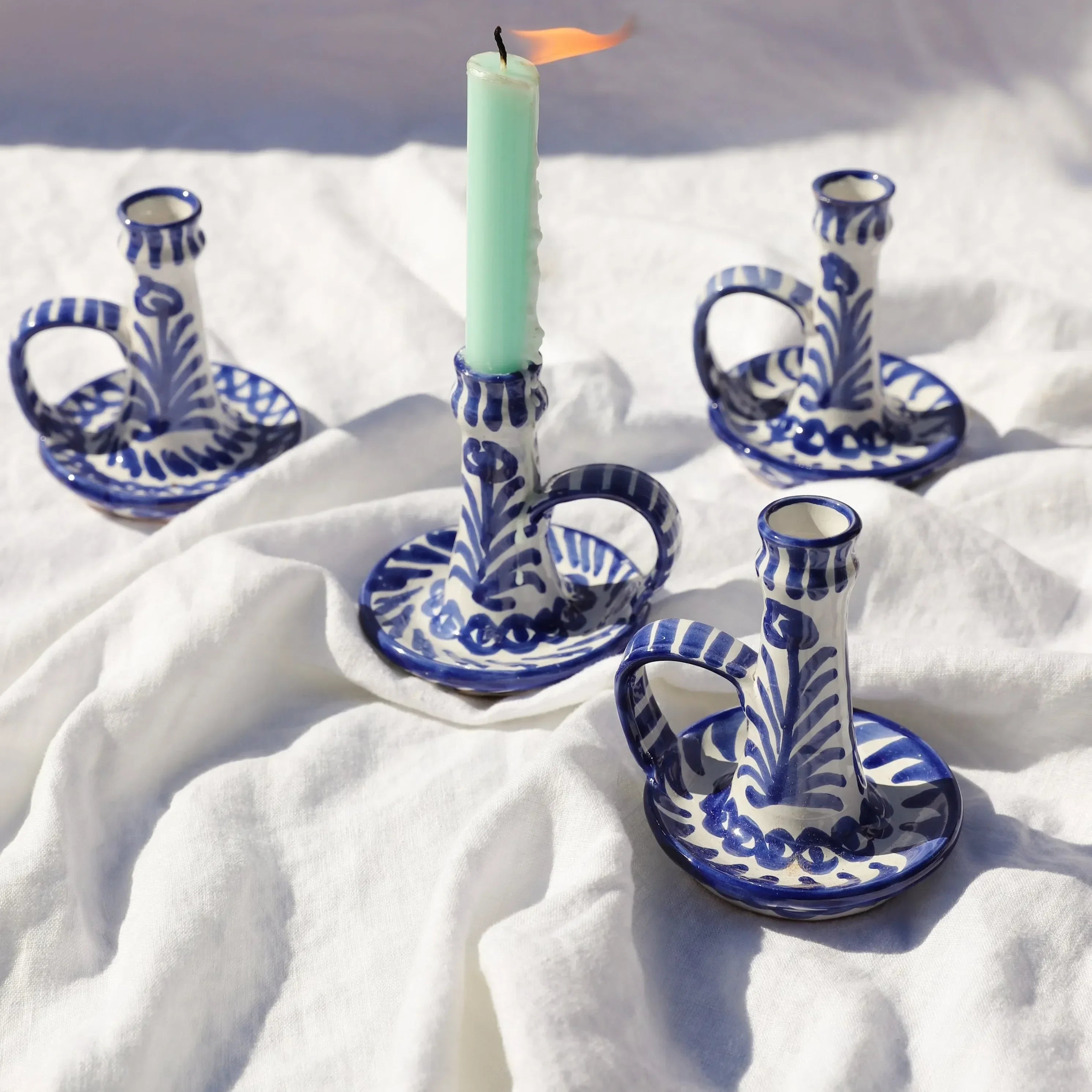 Candlestick with hand painted designs - The Mayfair Hall