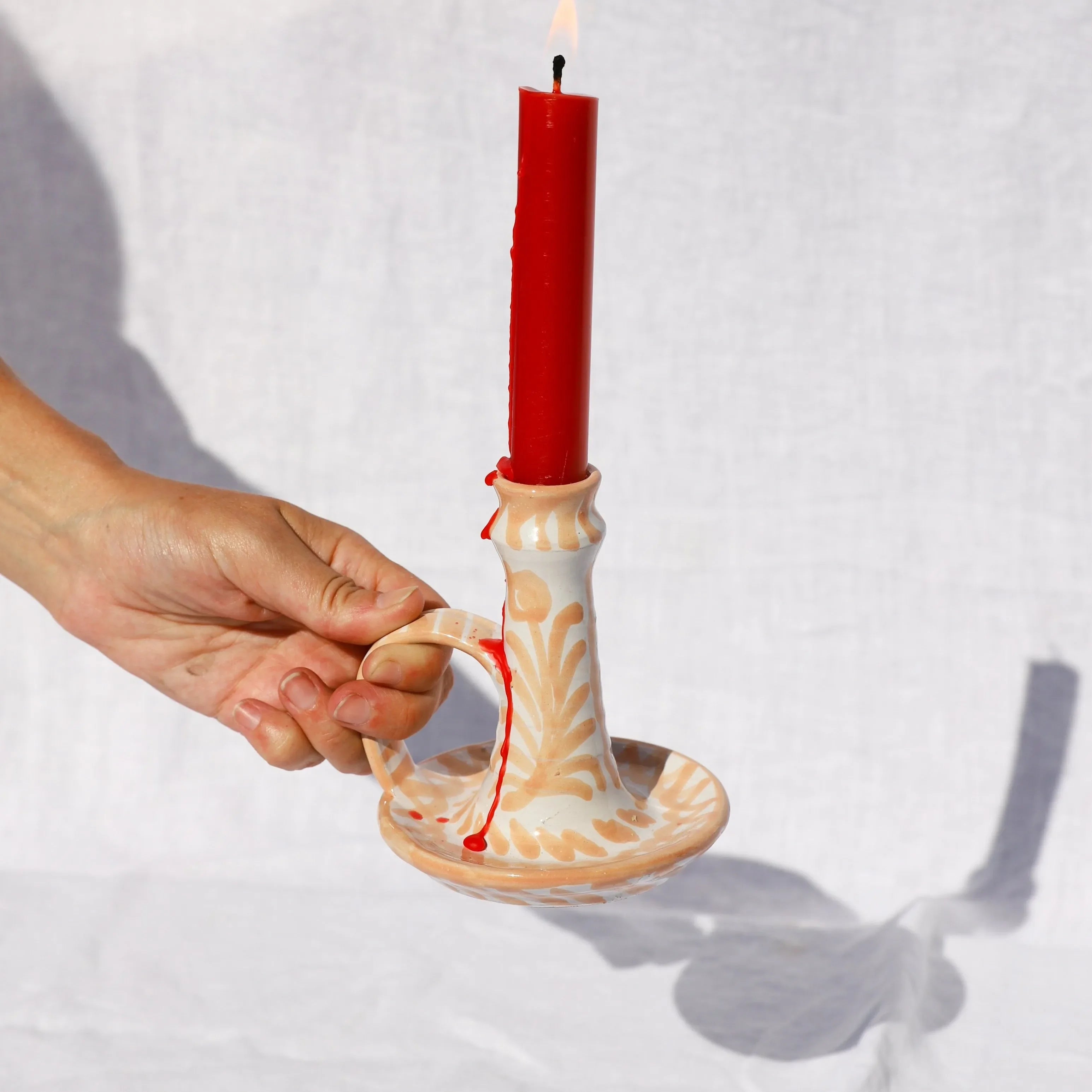 Candlestick with hand painted designs - The Mayfair Hall