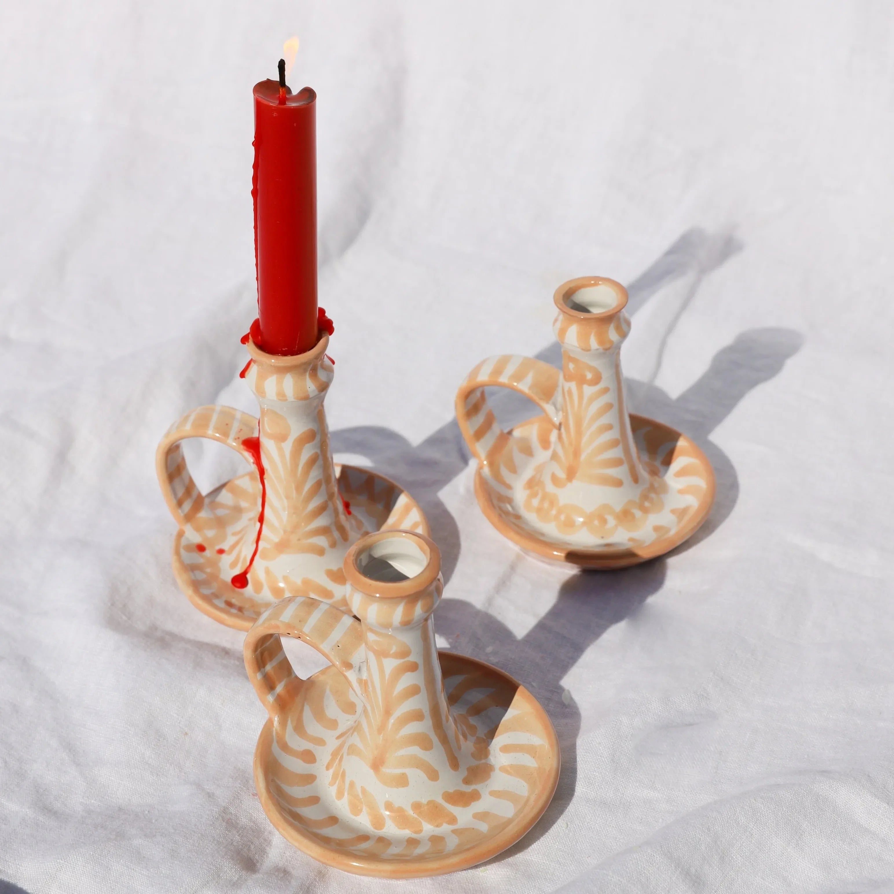 Candlestick with hand painted designs - The Mayfair Hall
