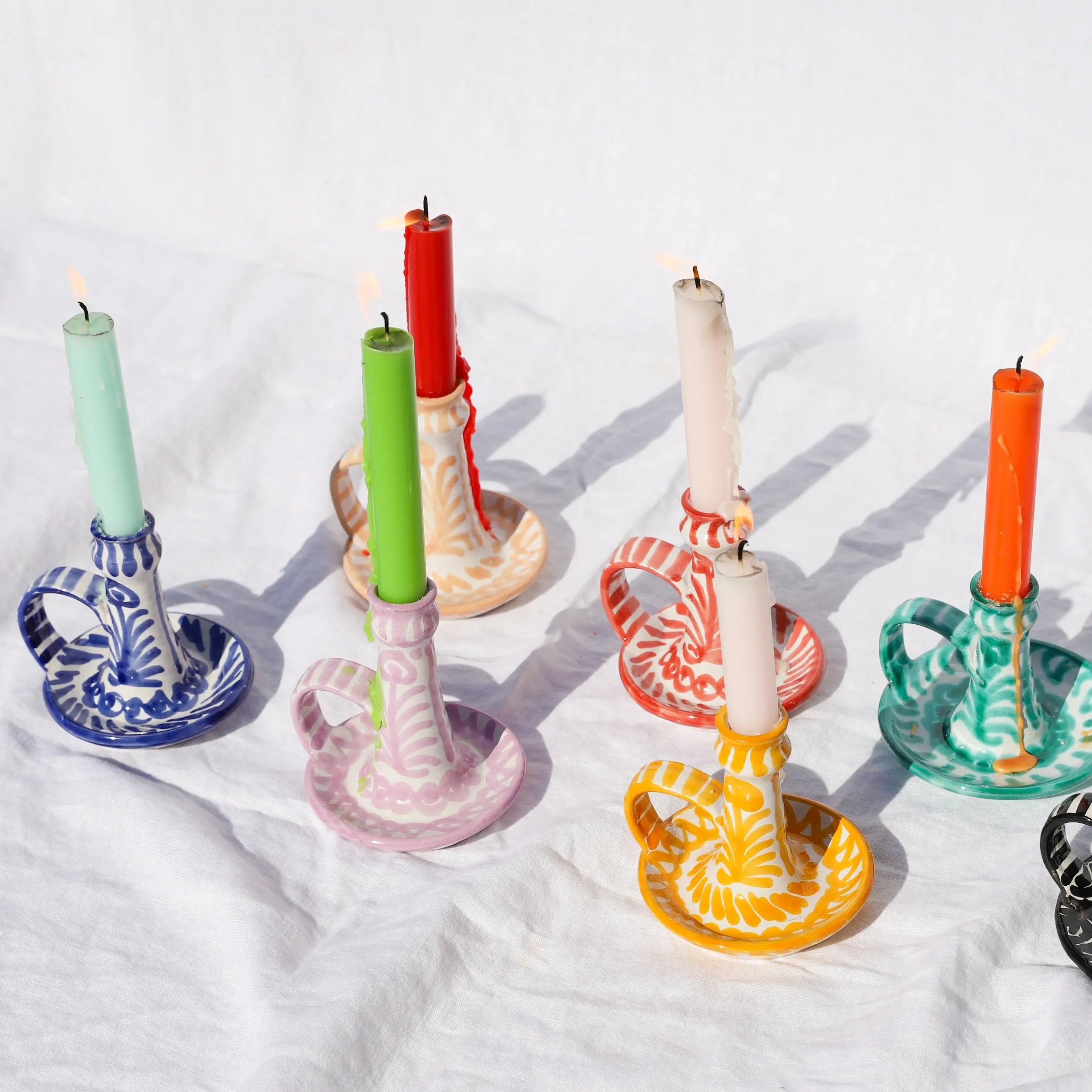 Candlestick with hand painted designs - The Mayfair Hall