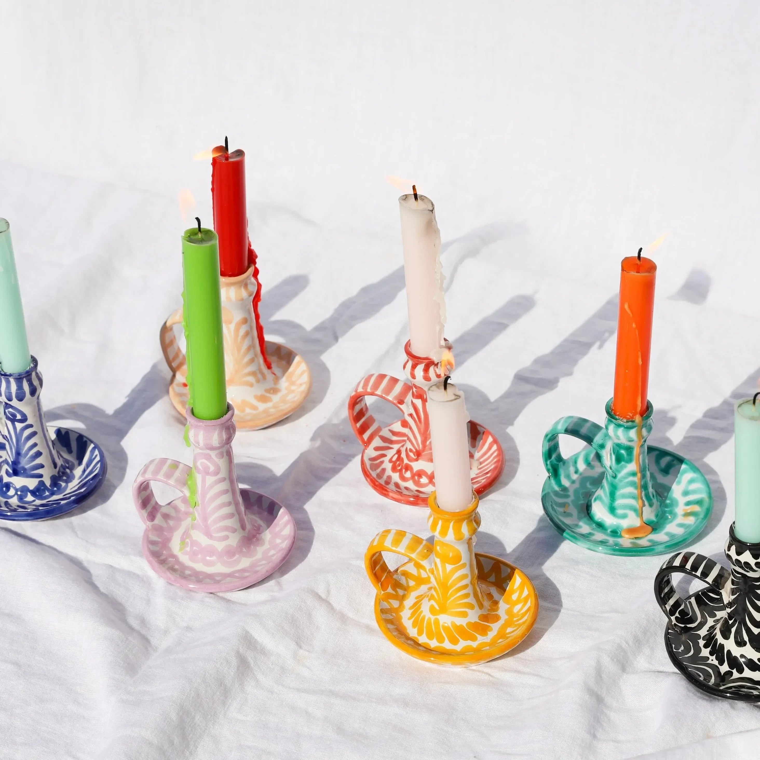 Candlestick with hand painted designs - The Mayfair Hall