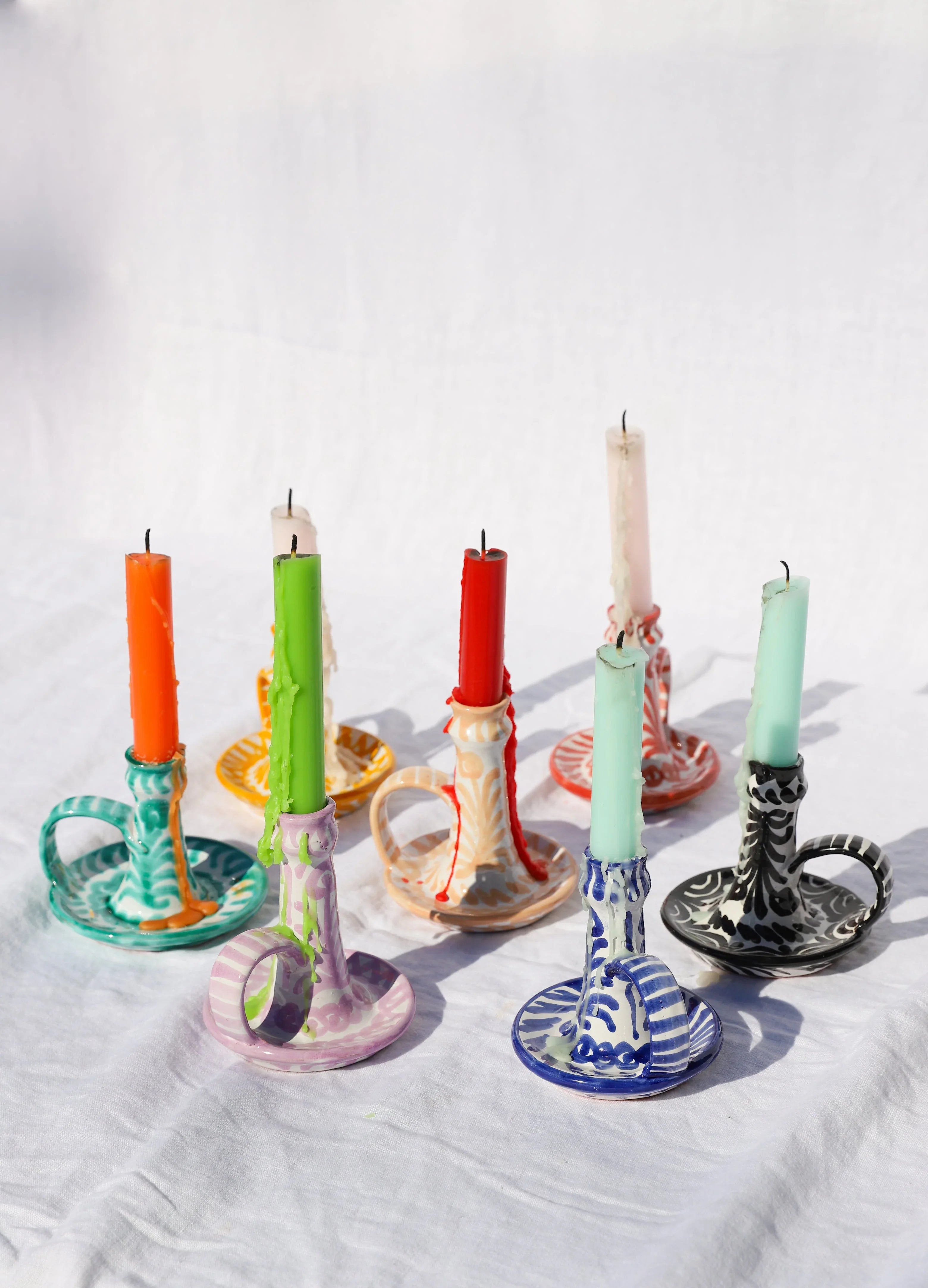Candlestick with hand painted designs - The Mayfair Hall