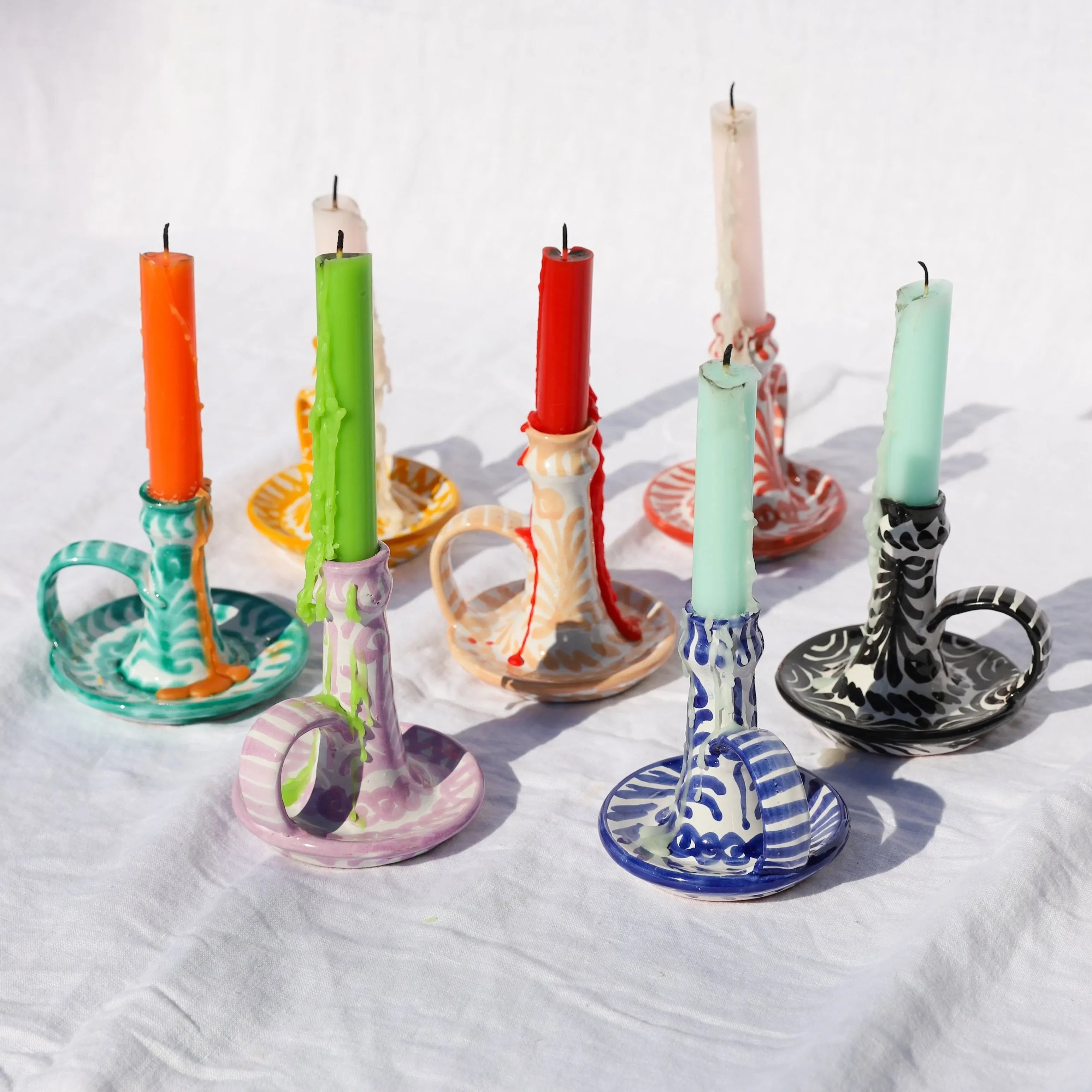 Candlestick with hand painted designs - The Mayfair Hall