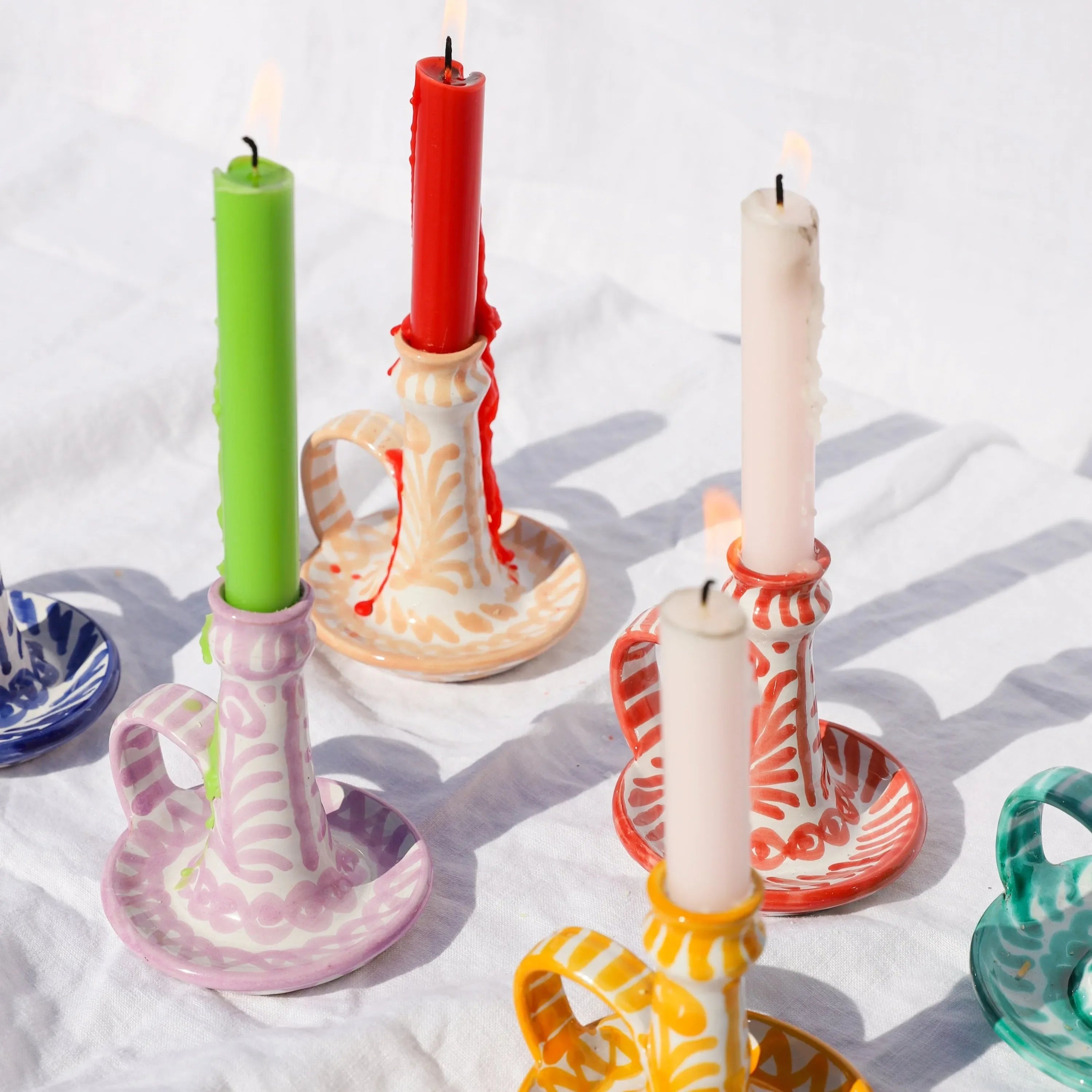Candlestick with hand painted designs - The Mayfair Hall
