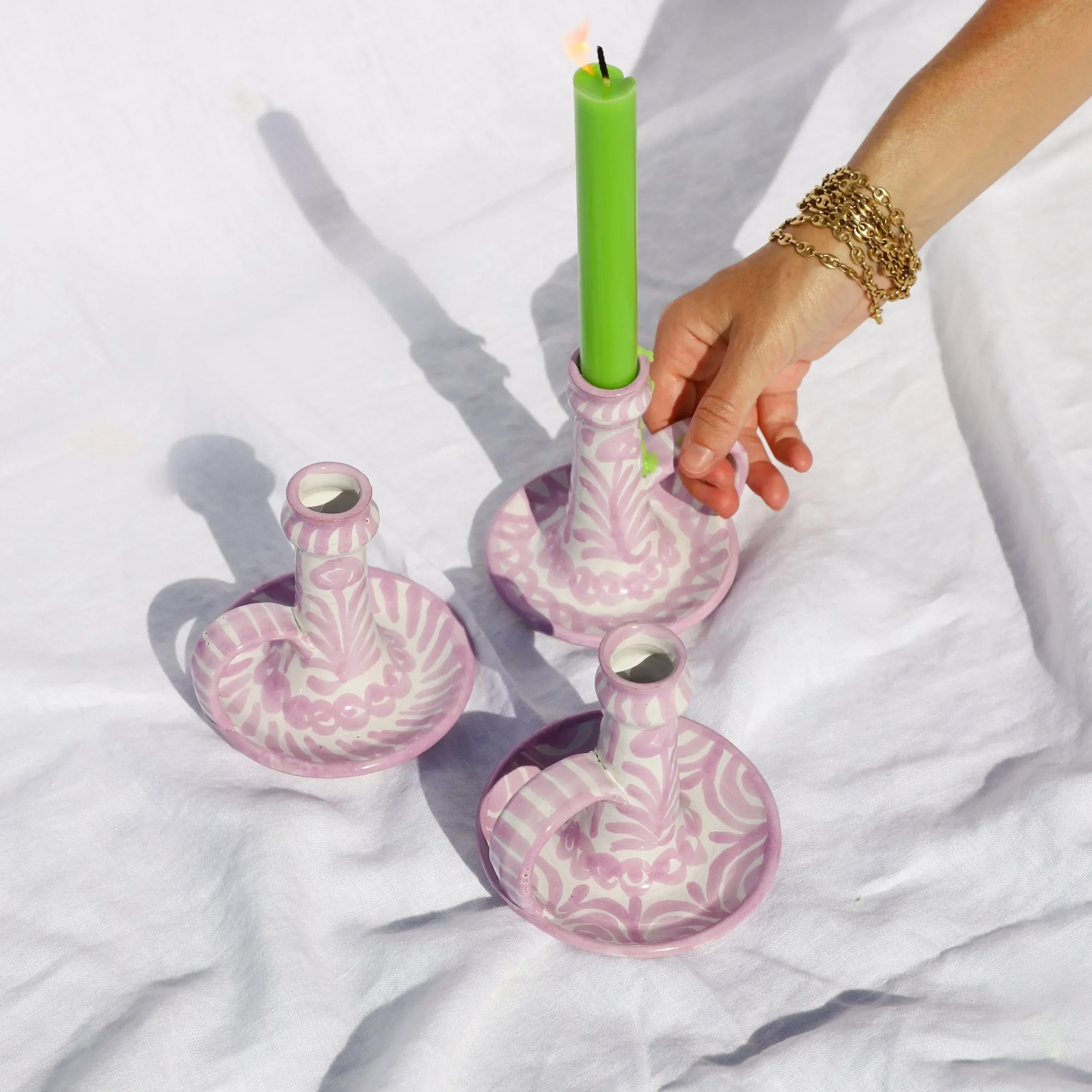 Candlestick with hand painted designs - The Mayfair Hall