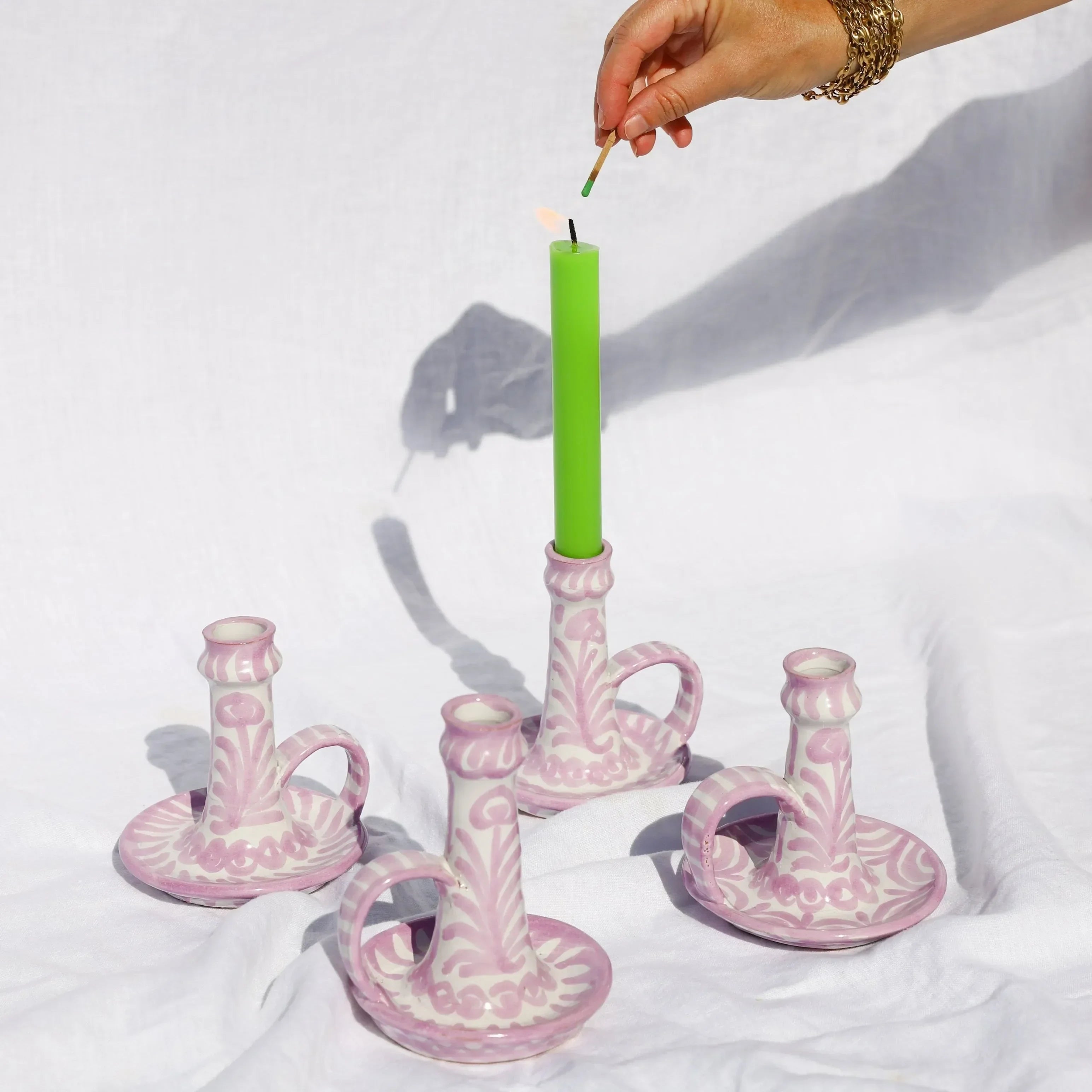 Candlestick with hand painted designs - The Mayfair Hall