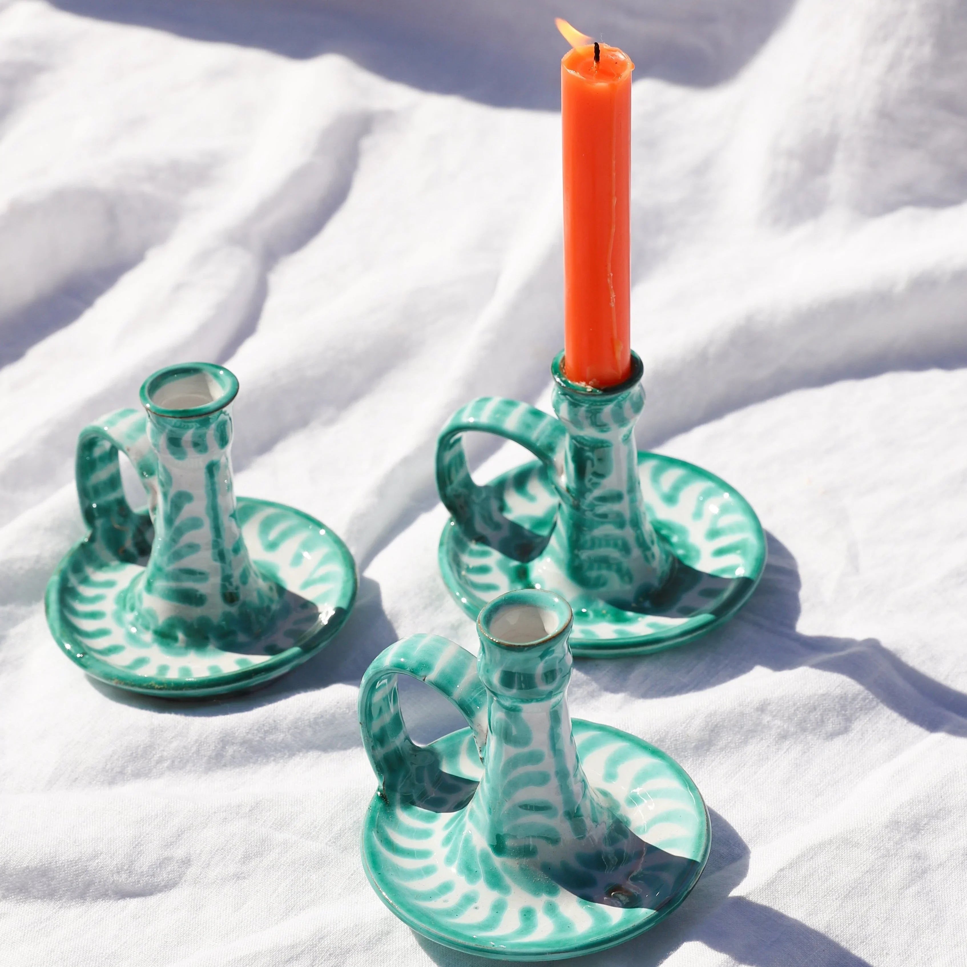 Candlestick with hand painted designs - The Mayfair Hall