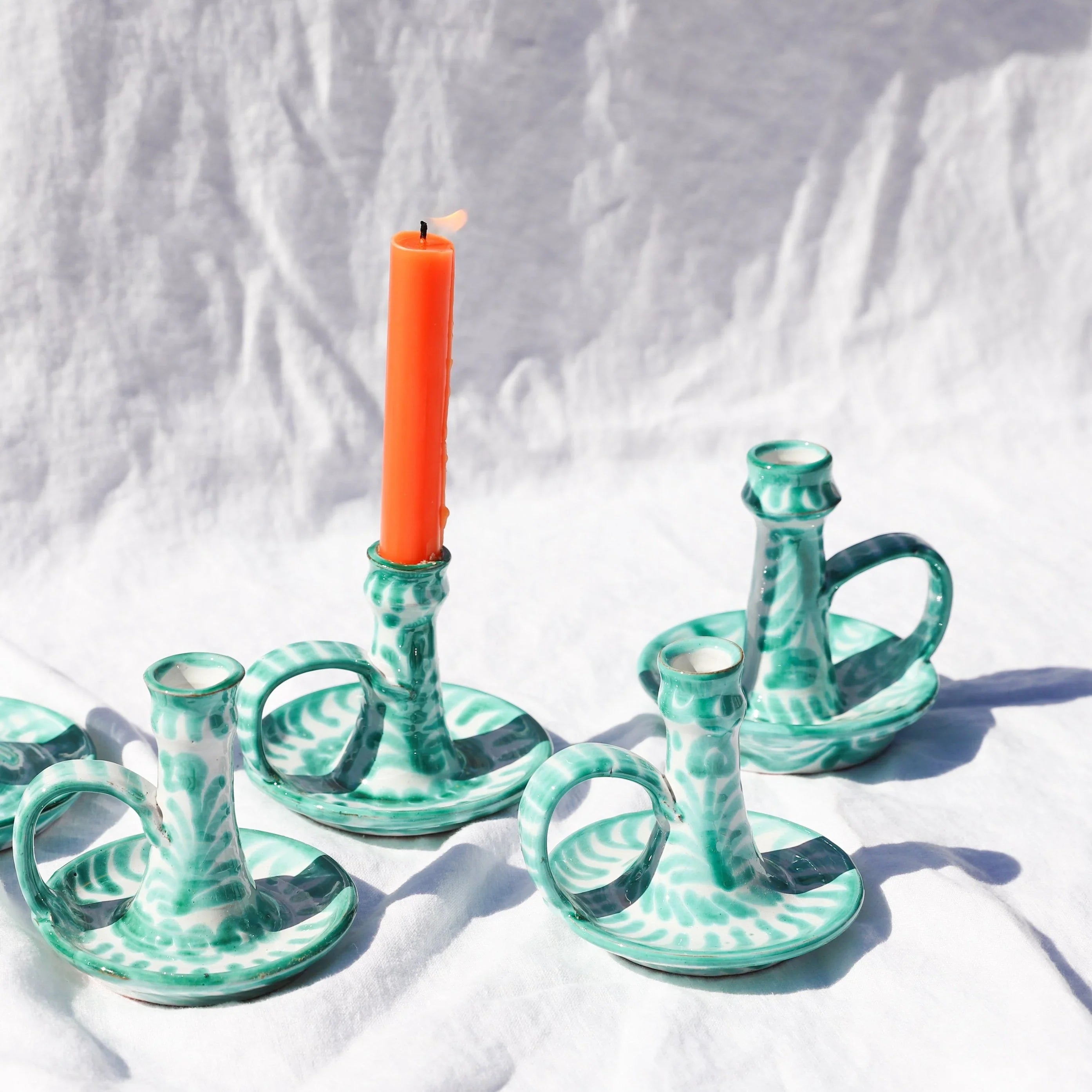 Candlestick with hand painted designs - The Mayfair Hall