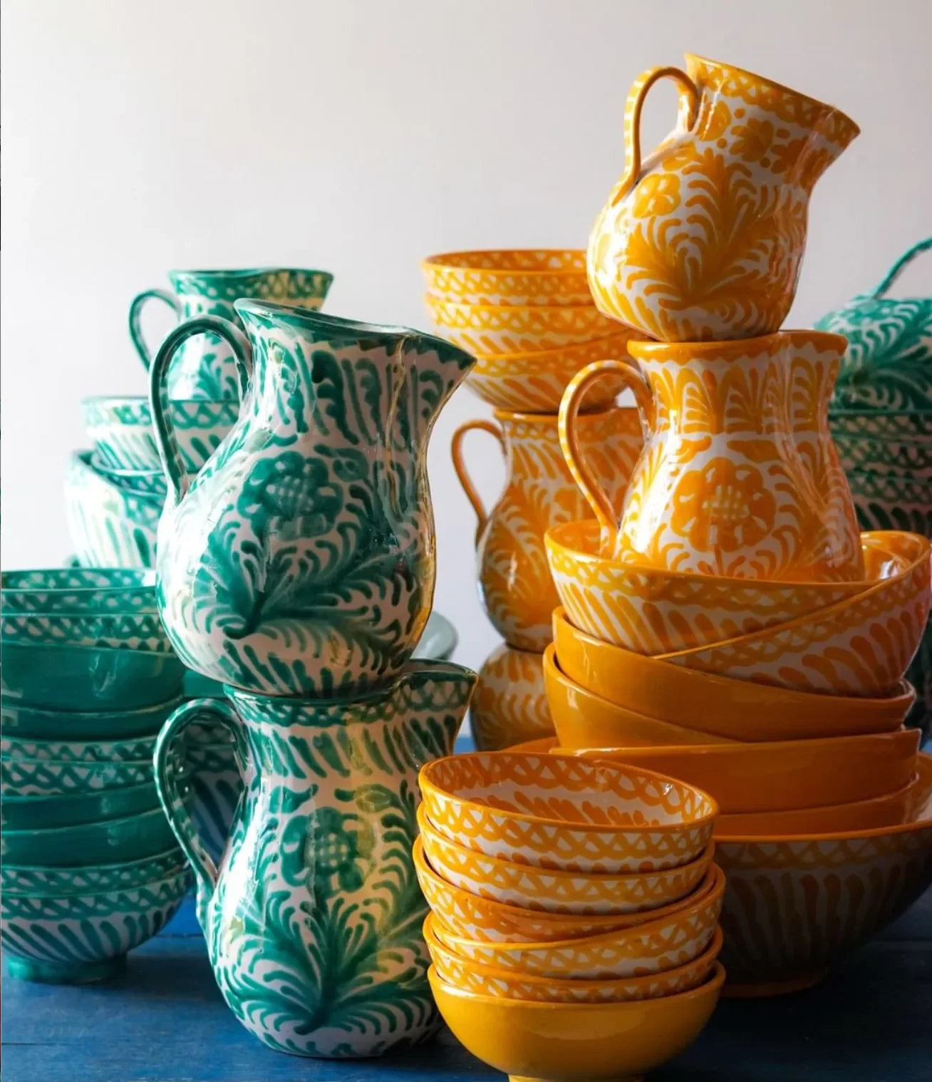 Medium pitcher with hand painted designs - The Mayfair Hall