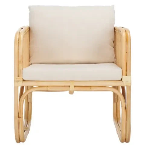 Alybeth Rattan Accent Chair in White with Cushion - The Mayfair Hall