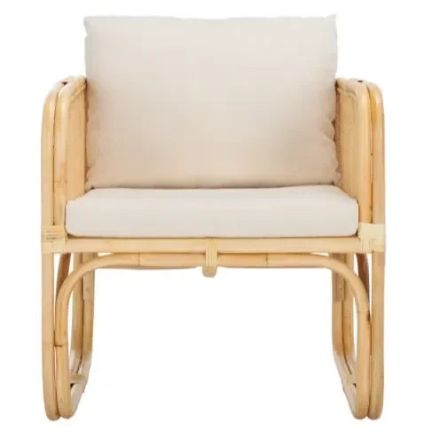 Alybeth Rattan Accent Chair in White with Cushion - The Mayfair Hall